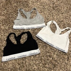 Calvin Klein Racerback Bralette Trio - Black, Gray, White